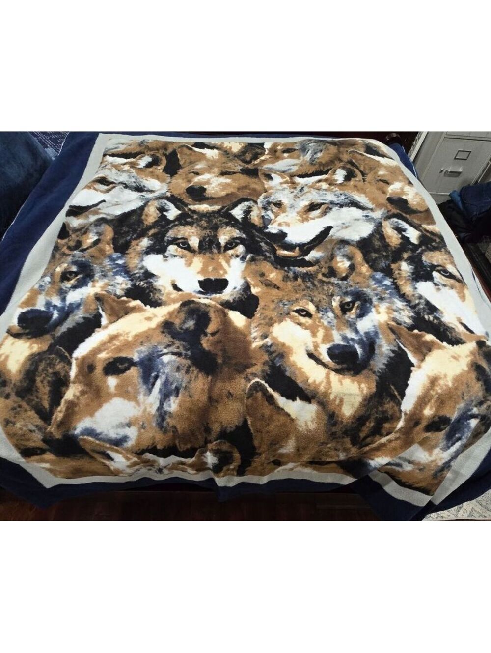 No-Sew Fleece Tie Blanket Kit Wolf Pack Collage Wildlife Nature Throw 76x60